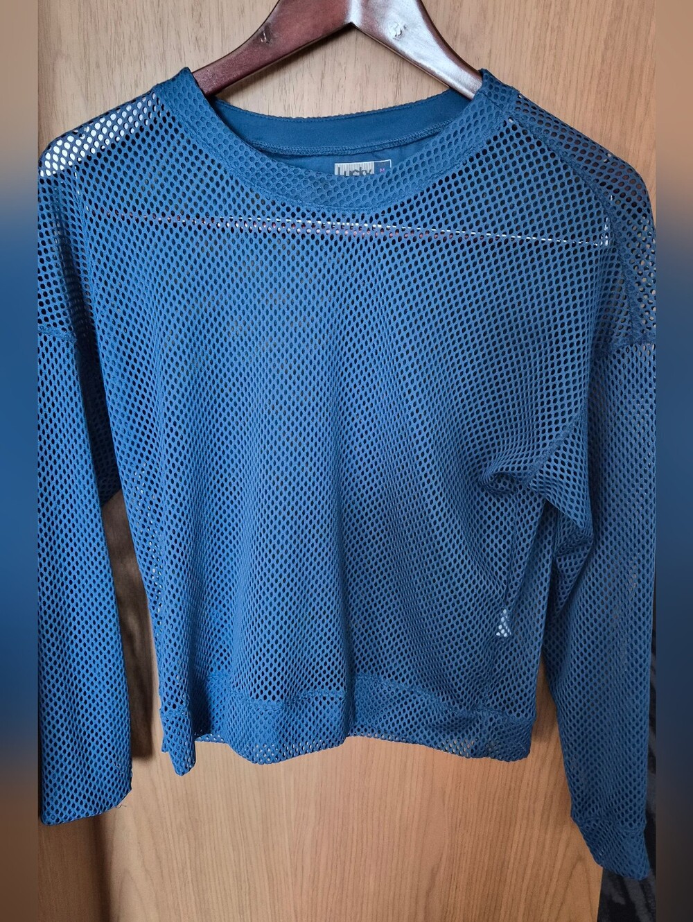 Lucky in Love Royal Blue Mesh w/a  Fishnet Design  Long Sleeve Top- Size Medium